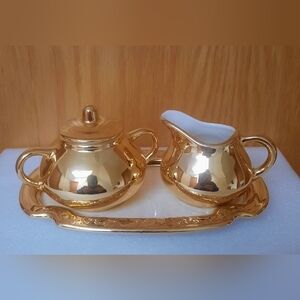 22K Gold Porcelain Cream & Sugar Set